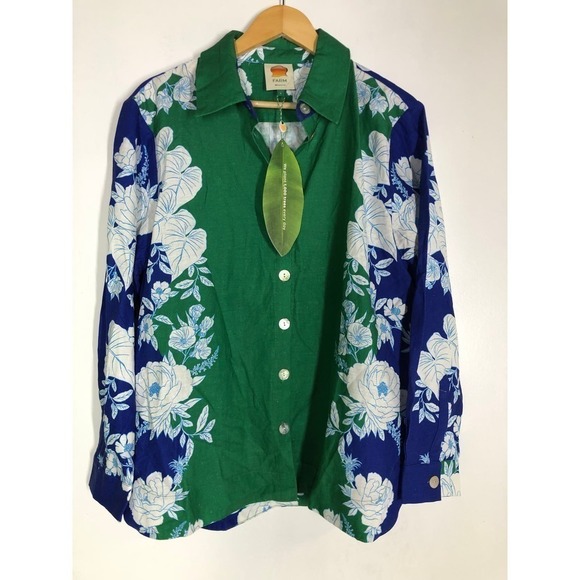 FARM Rio Soft Garden Top Linen Button Up Shirt NWT L - Picture 5 of 12